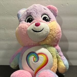 Care Bears Plush Tye Dye "Togetherness" Bear Rainbow Heart 14"